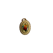Vintage Jewelry Small Ivory Yellow Gold Tone Multicolored Floral Cameo Necklace Pendant